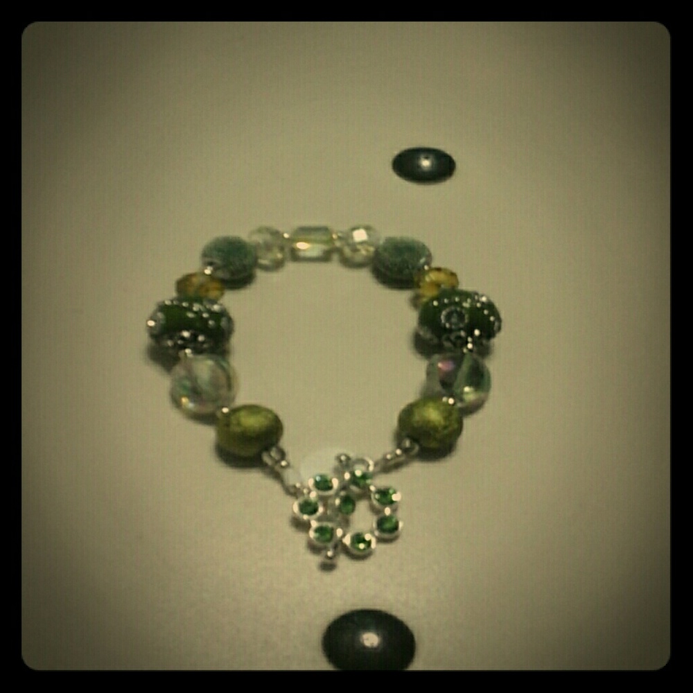 Ladies Bracelet  O'Love Green & Silver Accents